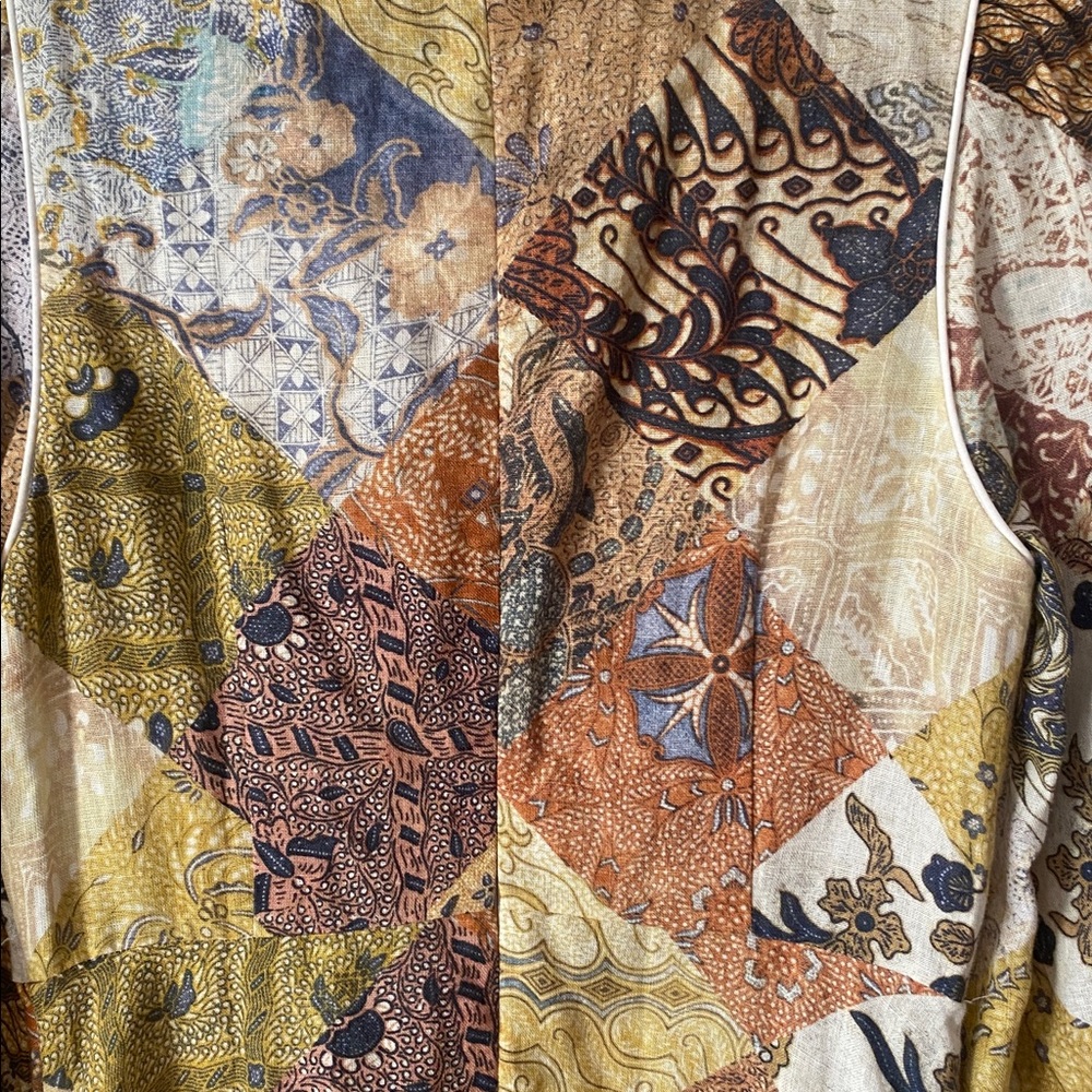 Zimmermann $895 Brightside Batik Belted Printed Linen Midi Dress Size 1 Mustard - Picture 7 of 12